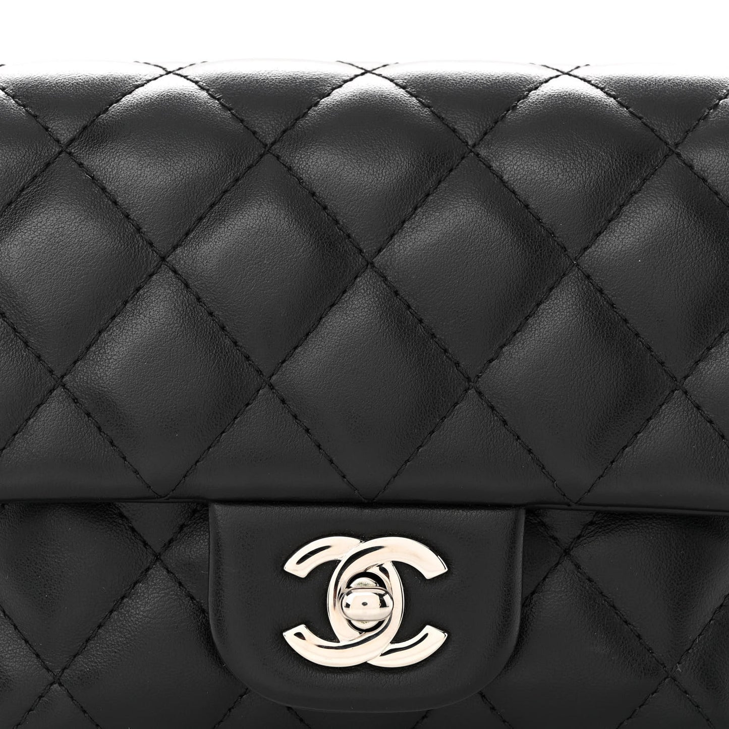 Calfskin Quilted CC Uniform Flap Belt Bag Black