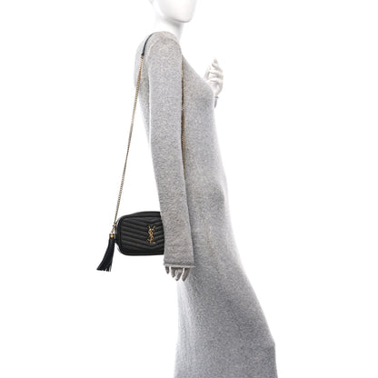 Saint Laurent Grain De Poudre Matelasse Monogram Mini Lou Camera Bag Black 3 of 10