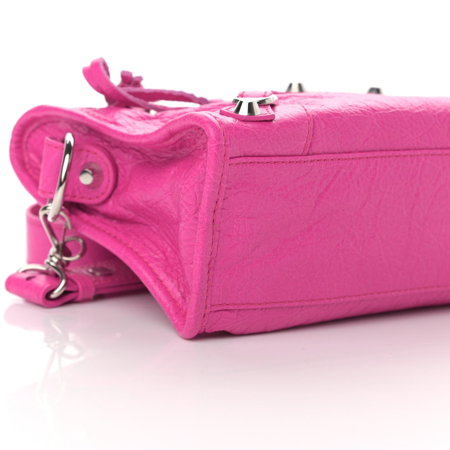 Agneau Classic Silver Hardware Mini City Fuchsia