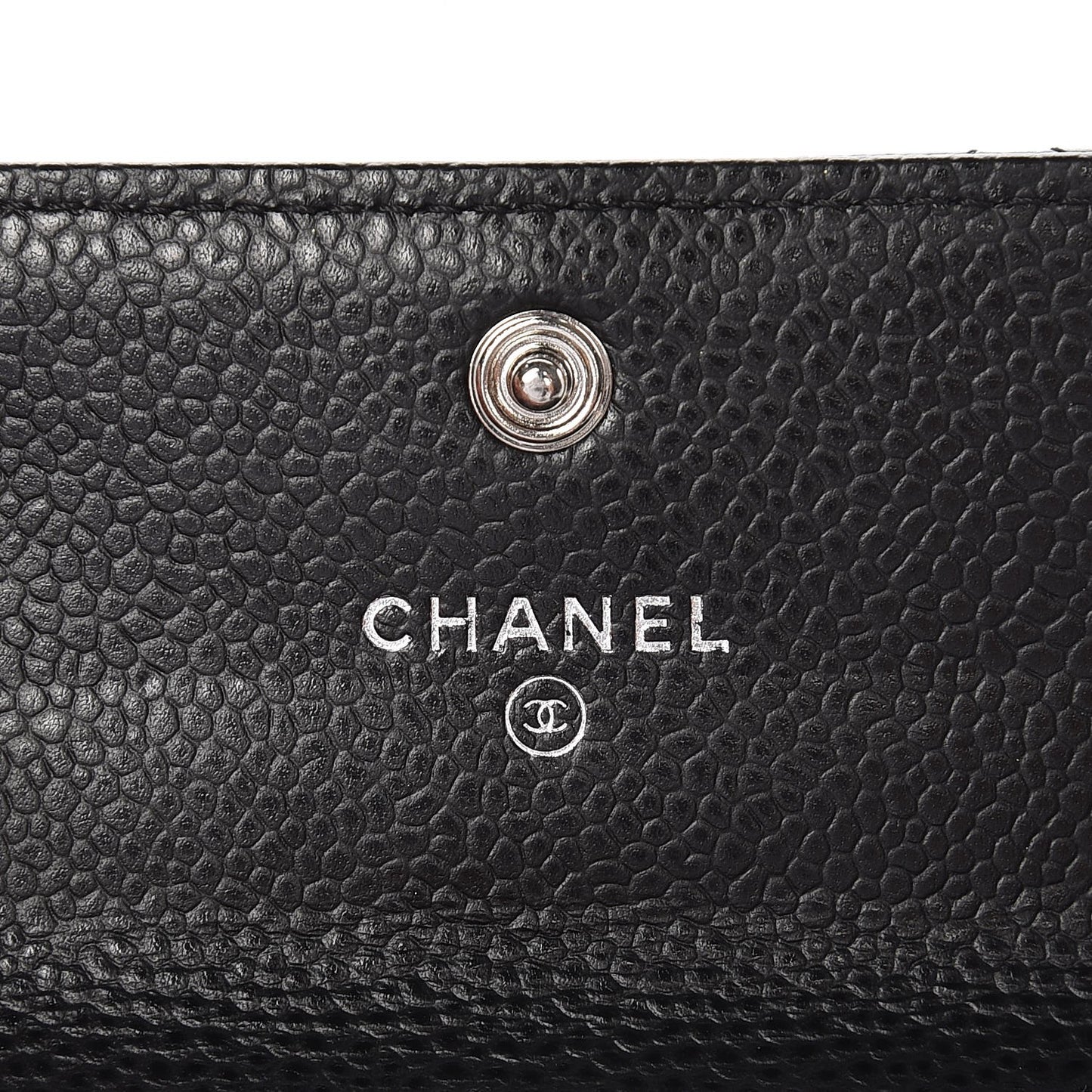 Caviar Quilted Flap Card Holder Black