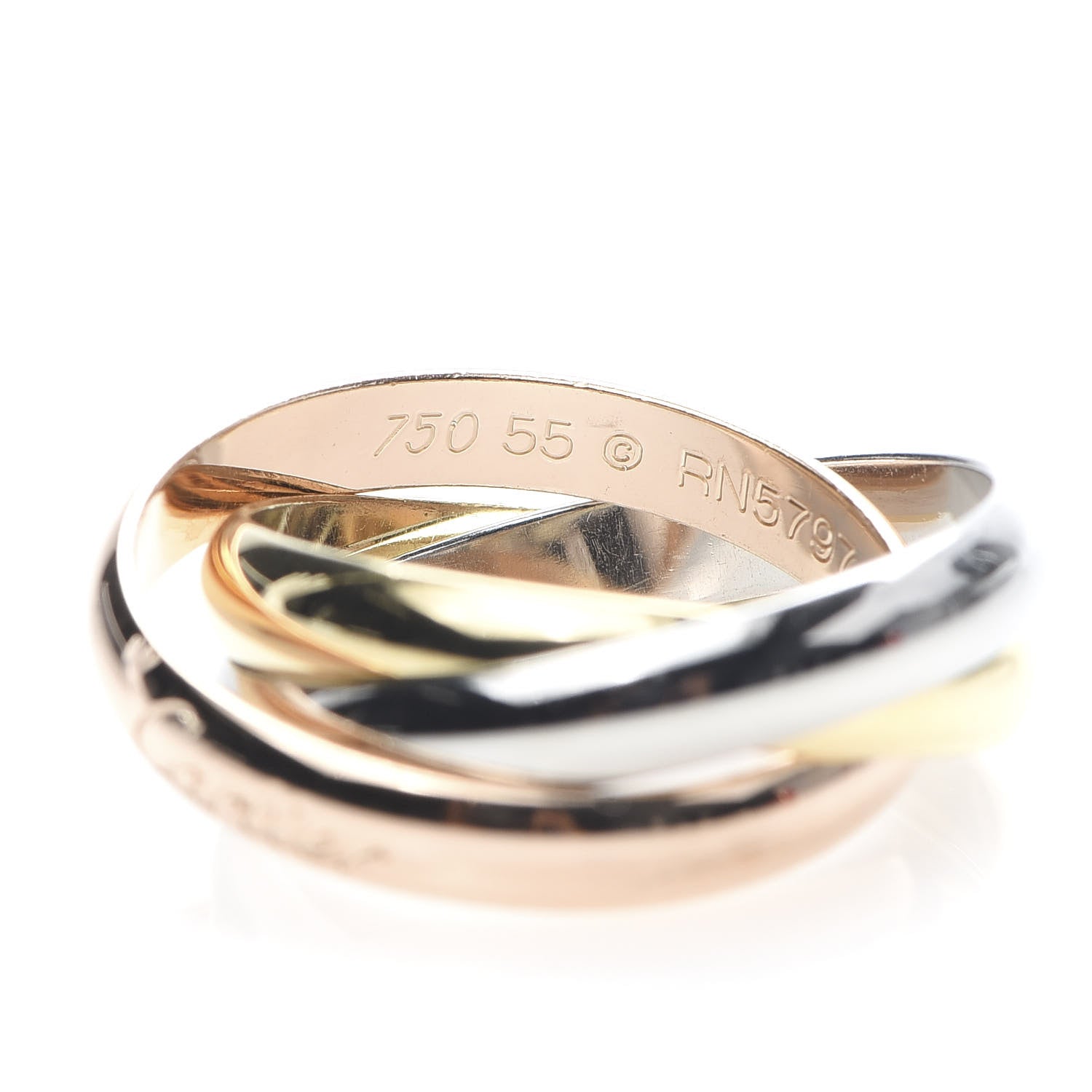 Cartier 18K Pink Yellow White Gold Small Trinity Ring 55 7.25 5 of 7