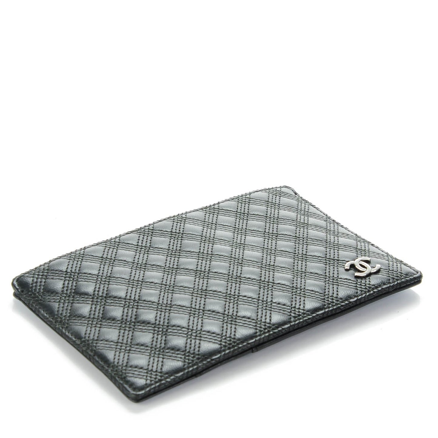 Lambskin Diamond Stitched Card Holder Black