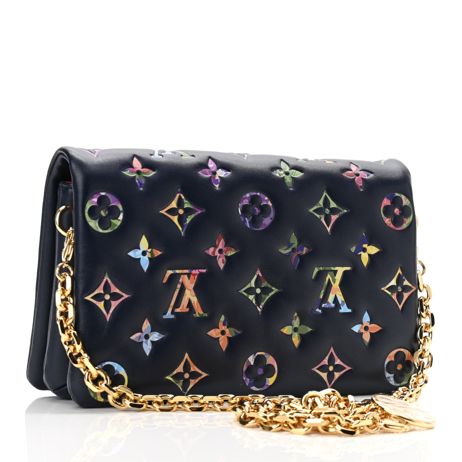Louis Vuitton Lambskin Embossed Monogram LV Garden Pochette Coussin Navy 3 of 10