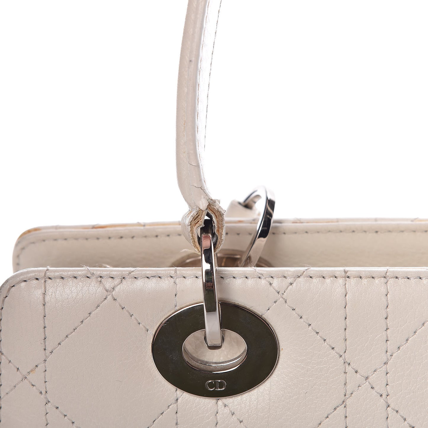 Calfskin Cannage Stitched East West Lady Dior White
