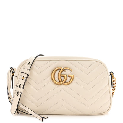 Gucci Calfskin Matelasse Small GG Marmont Chain Shoulder Bag White 1 of 10