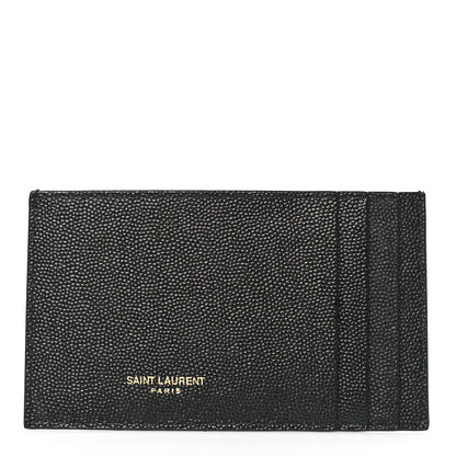 Saint Laurent Grain De Poudre Calfskin Uptown Card Holder Black 1 of 6