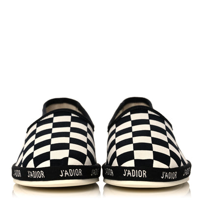 Christian Dior Canvas Checkered Print J'Adior Slip On Flats 35 Black White 2 of 8