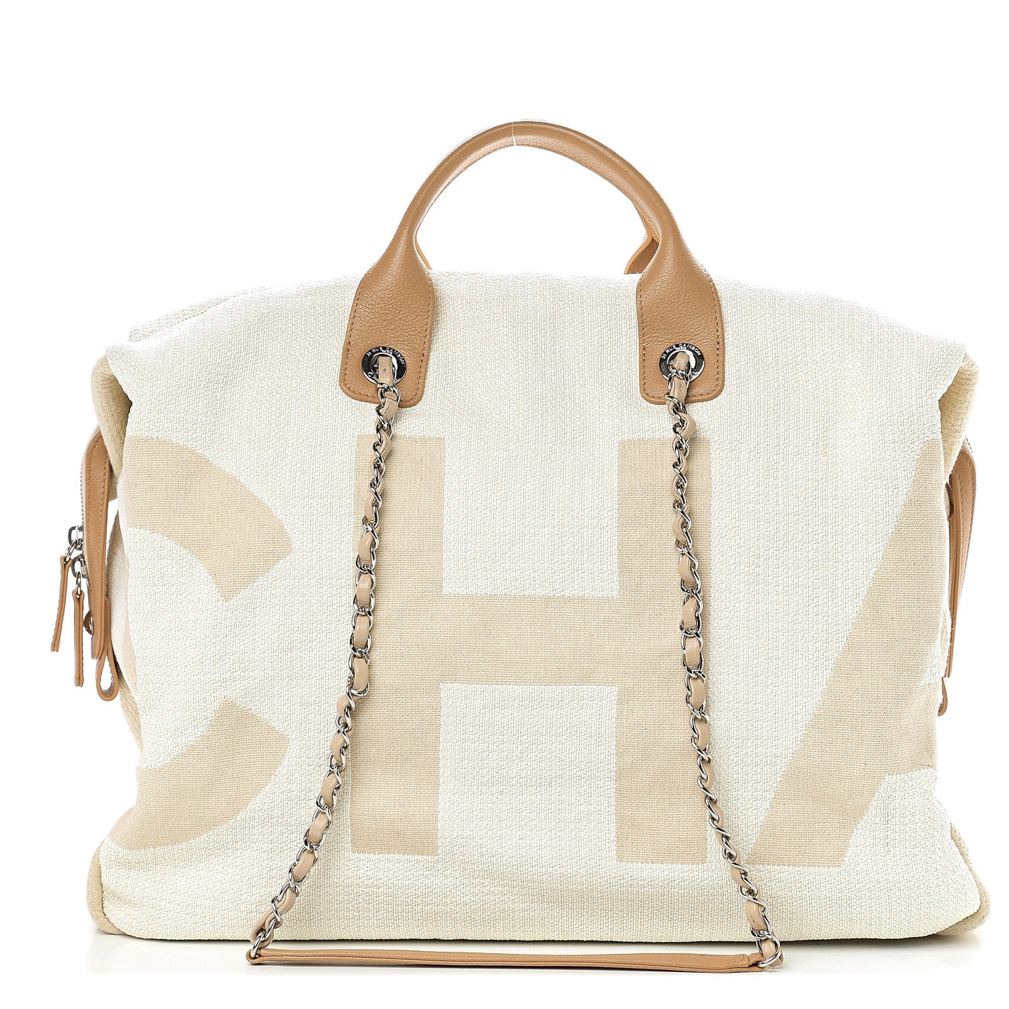 Canvas Maxi Bowling Bag White Beige