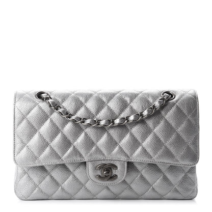 Chanel Metallic Caviar Quilted Medium Double Flap Silver 1 of 12