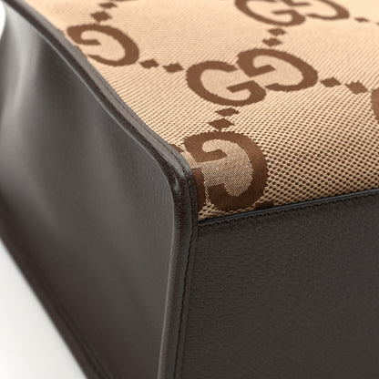 Gucci Monogram Jumbo GG Textured Dollar Calfskin Web Tote Bag Camel Ebony New Acero 10 of 12