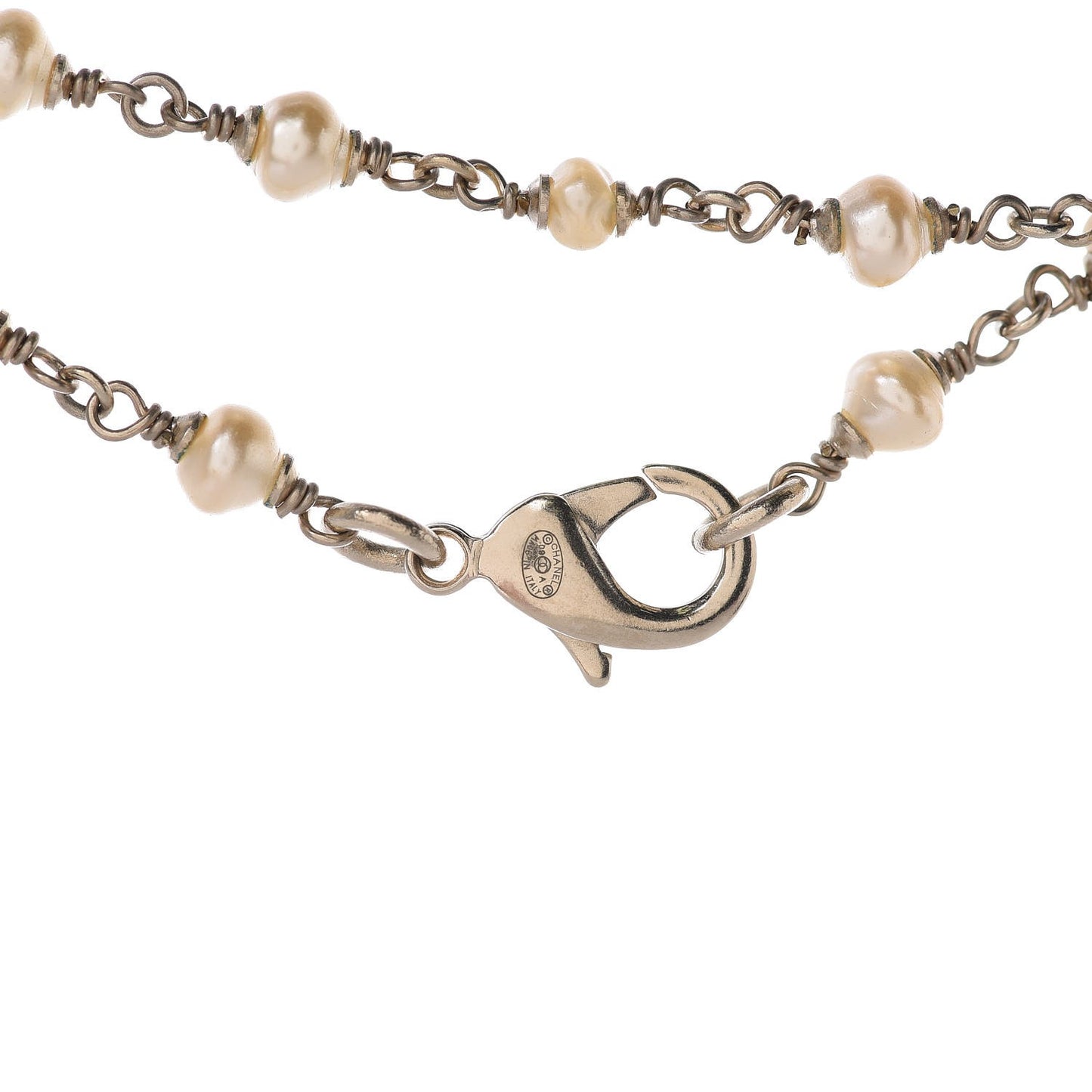 Pearl CC Long Necklace Gold