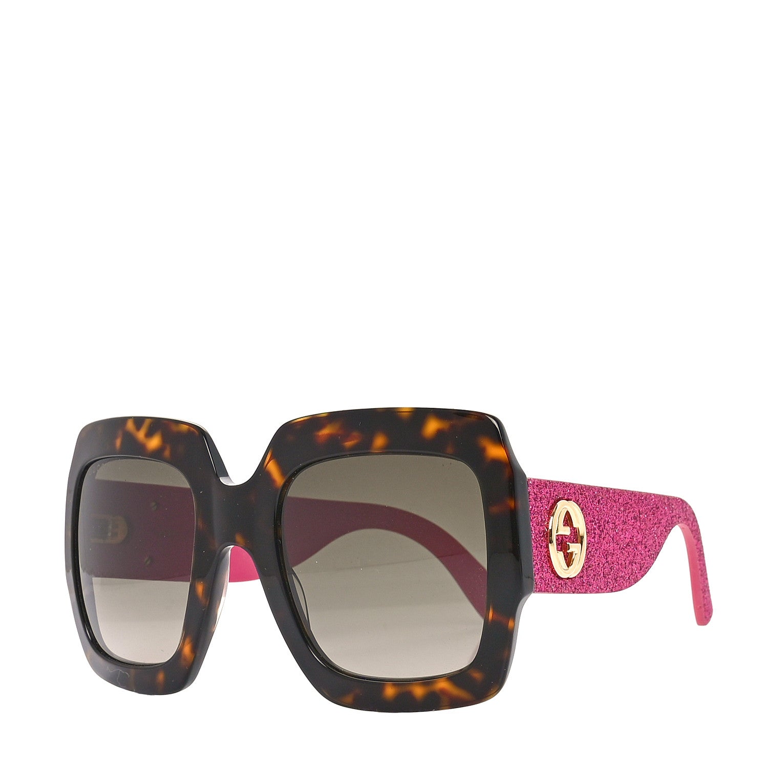 Gucci Square Frame GG0102S Sunglasses Glitter Pink Multi 1 of 7
