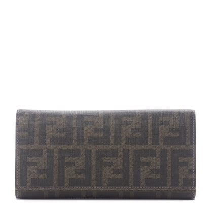Fendi Zucca Spalmati Vitello Elite Continental Wallet Tobacco Viola 1 of 13