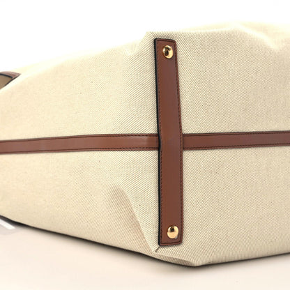 Burberry Cotton Canvas Calfskin Large Soft Belted Tote Bag Natural 6 of 11