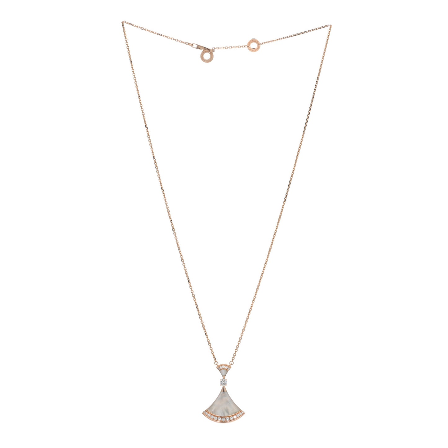 18K Rose Gold Diamond Large Mother of Pearl Divas' Dream Pendant Necklace