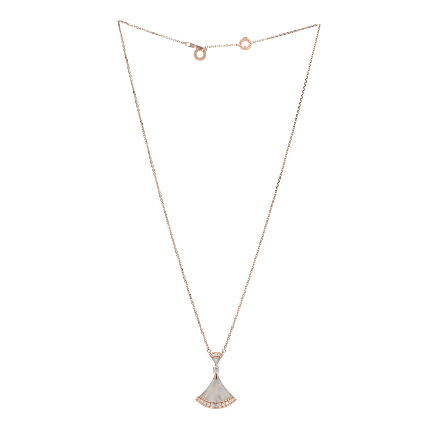 Bulgari 18K Rose Gold Diamond Large Mother of Pearl Divas' Dream Pendant Necklace 3 of 4