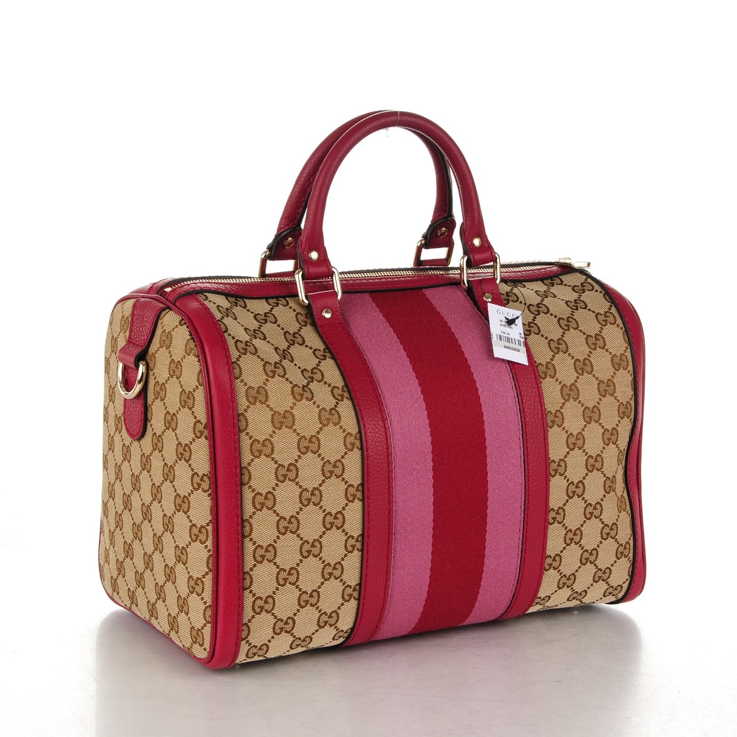 Monogram Cellarius Calfskin Vintage Web Medium Boston Beige Ebony Soft Burgundy Peonia Flower