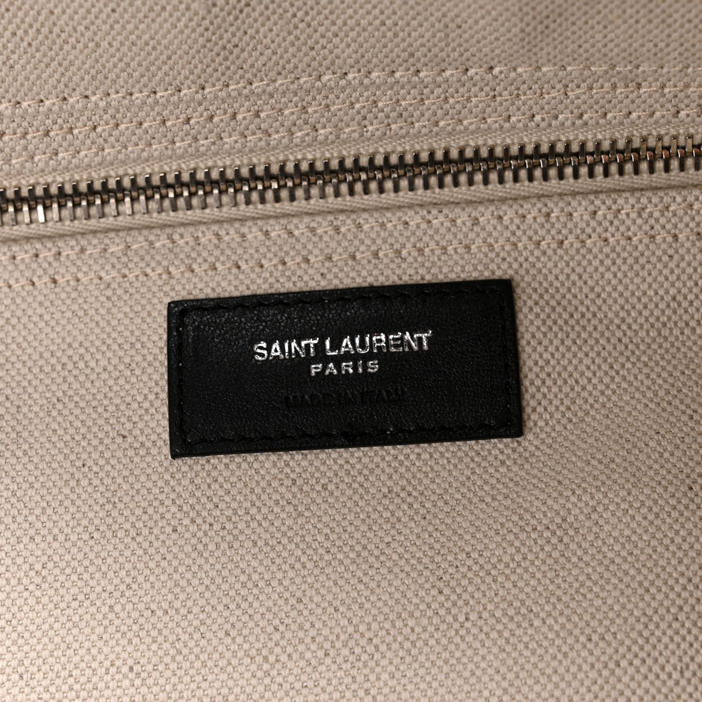 Linen Calfskin Rive Gauche Maxi Tote Grege et Noir