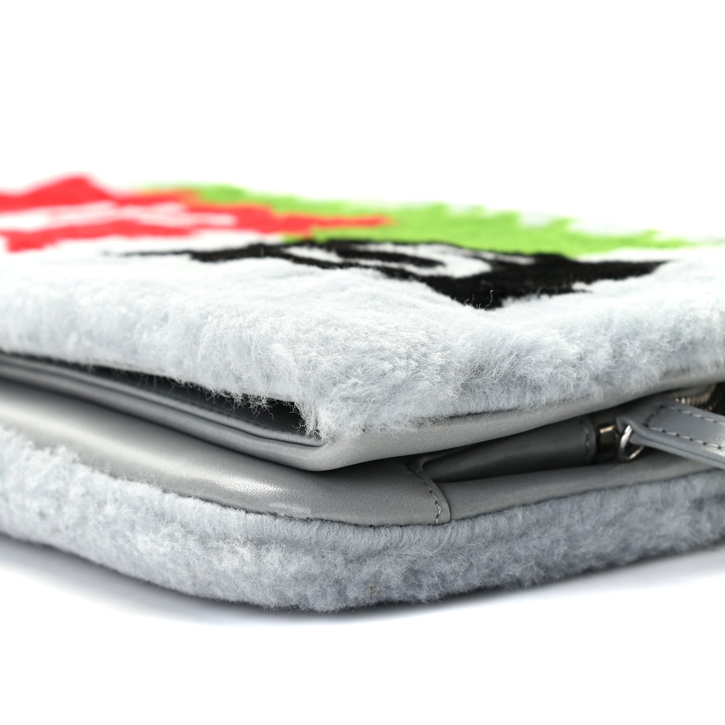 Shearling Lambskin Chanel 100% Clutch Grey