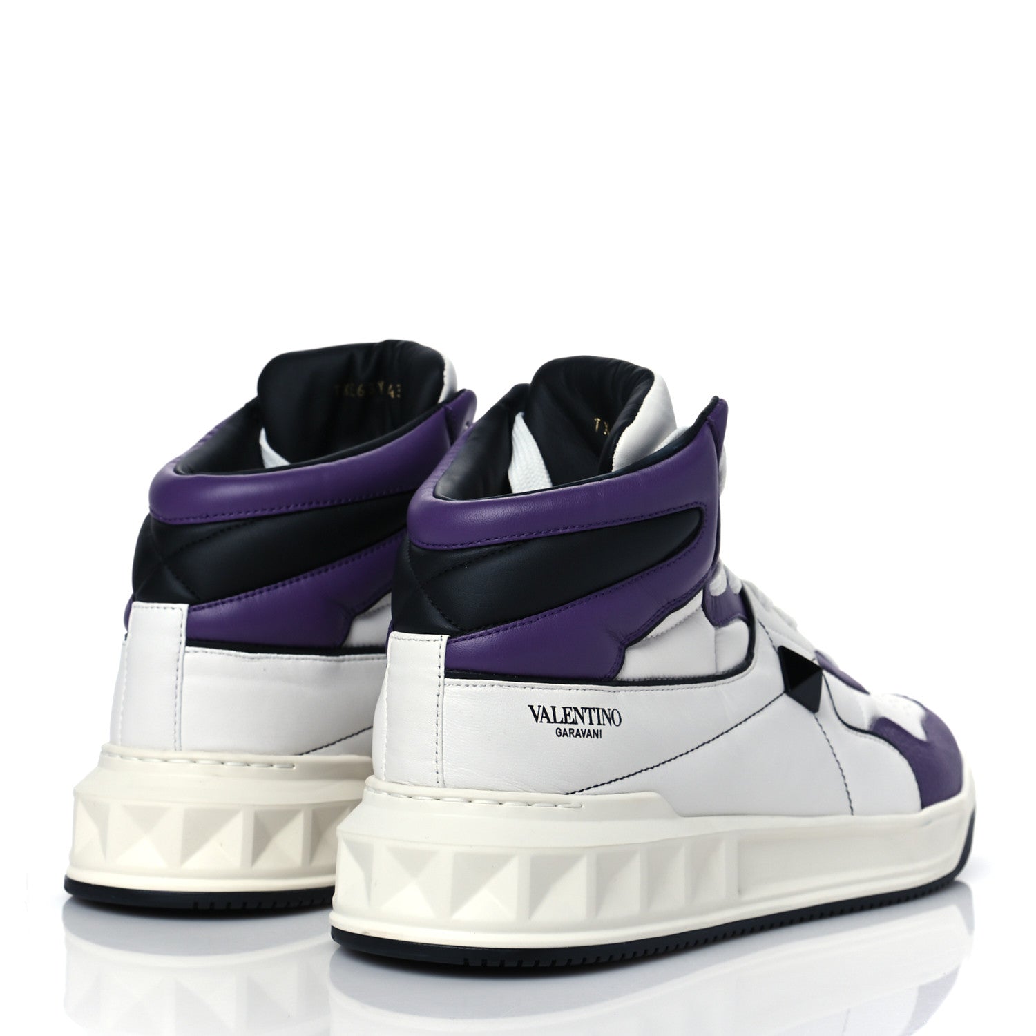 Valentino Garavani Nappa Mens One Stud High Top Sneakers 43 White Indian Violet Black 4 of 9