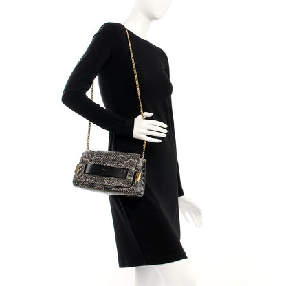 Chloe Python Medium Elle Chain Clutch Light Grey 2 of 7