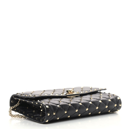 Valentino Garavani Lambskin Rockstud Spike Wallet on Chain Black 4 of 12
