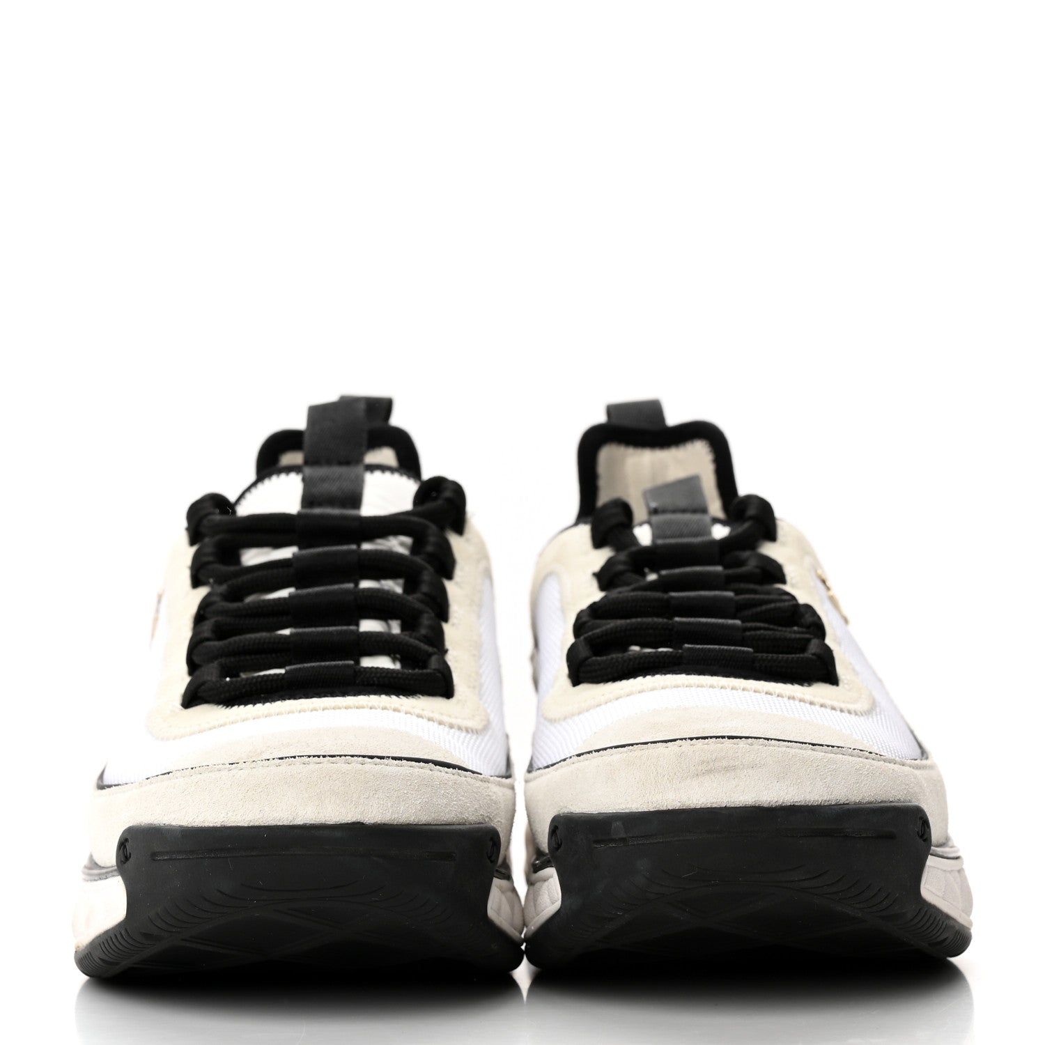 Chanel Velvet Calfskin Mixed Fibers CC Sneakers 40 White Black 2 of 13