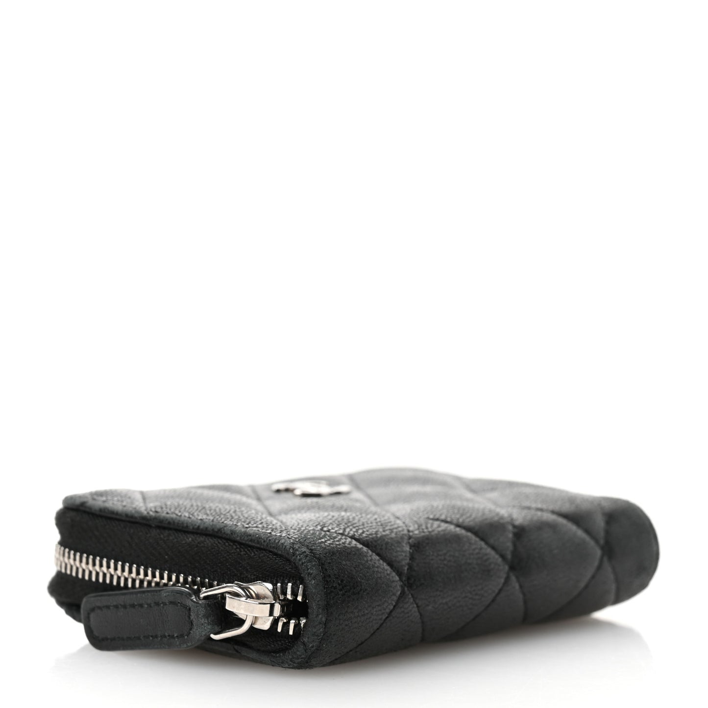 Lambskin Quilted Zip Coin Purse Black