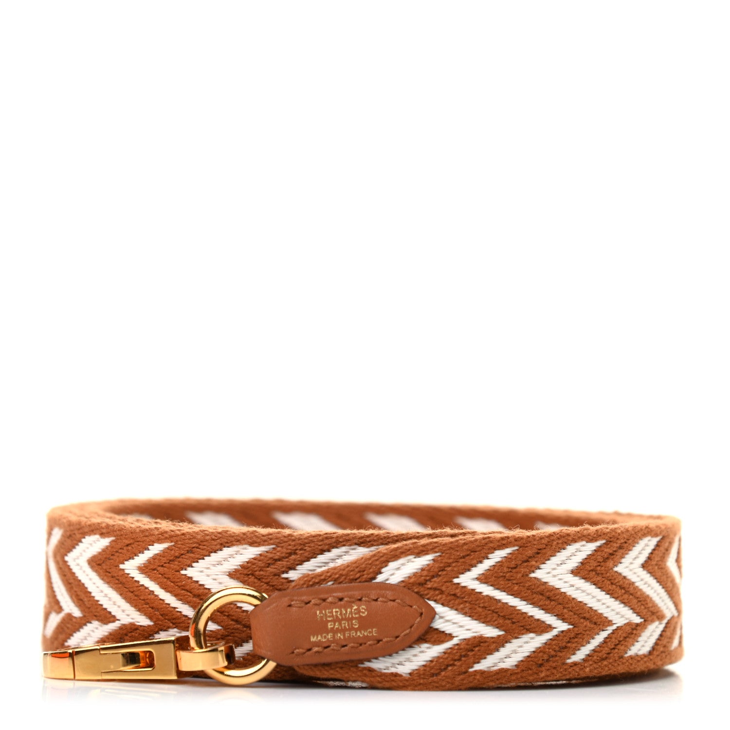 Hermes Toile Swift 25mm Sangle ZigZag Shoulder Strap Gold White 1 of 5