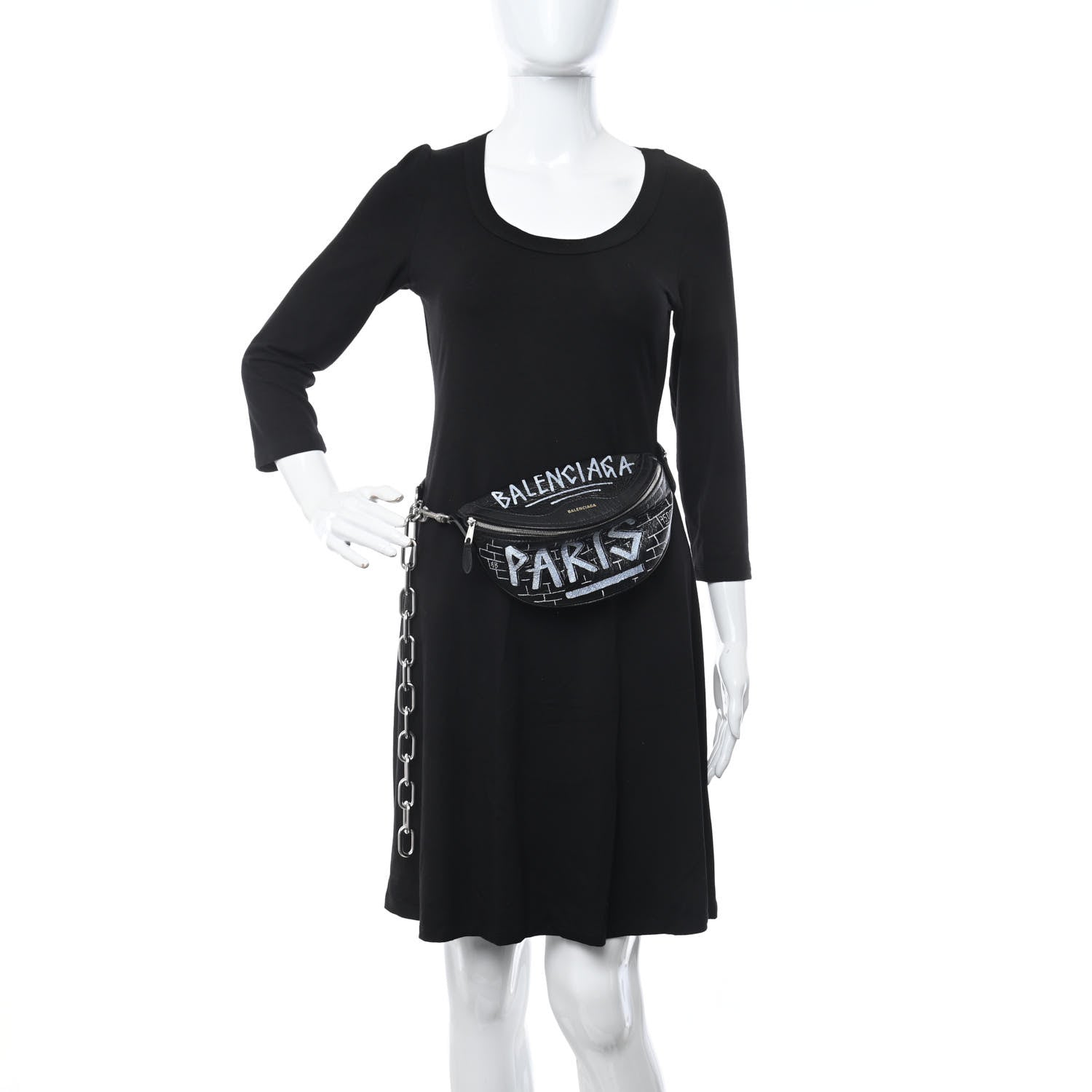 Balenciaga Agneau Arena Graffiti All Over XXS Souvenir Belt Bag Black White 2 of 10