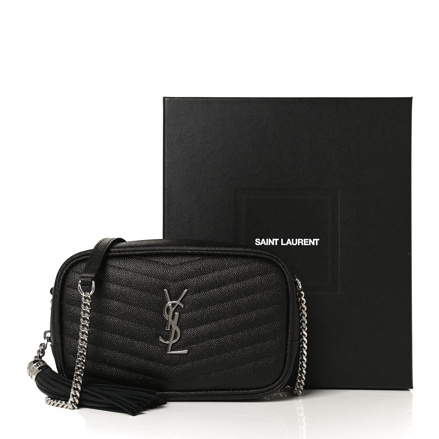Saint Laurent Grain De Poudre Matelasse Monogram Mini Lou Camera Bag Black 10 of 10