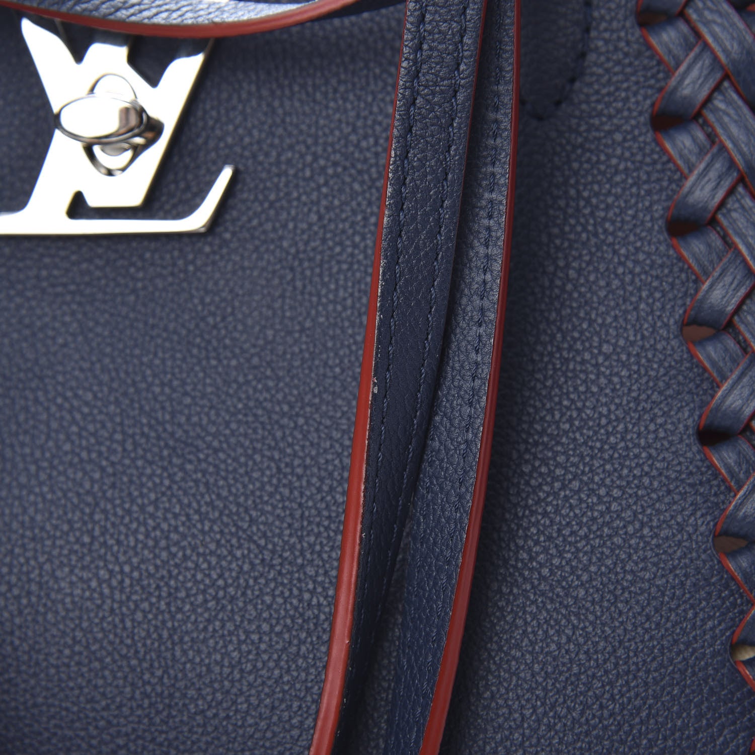 Louis Vuitton Calfskin Braided Lockme Cabas Marine Rouge 11 of 12