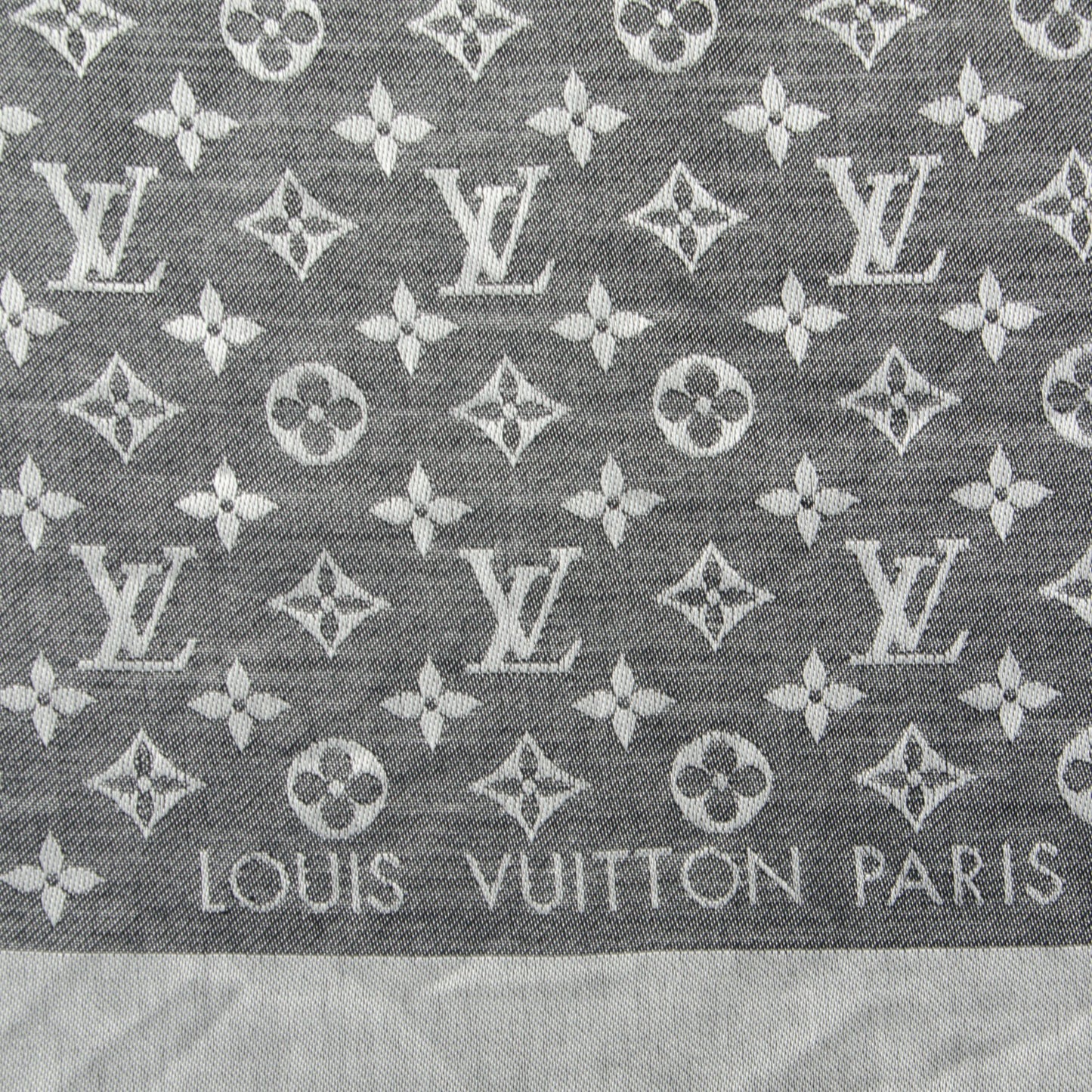 Silk Wool Monogram Denim Shawl Black