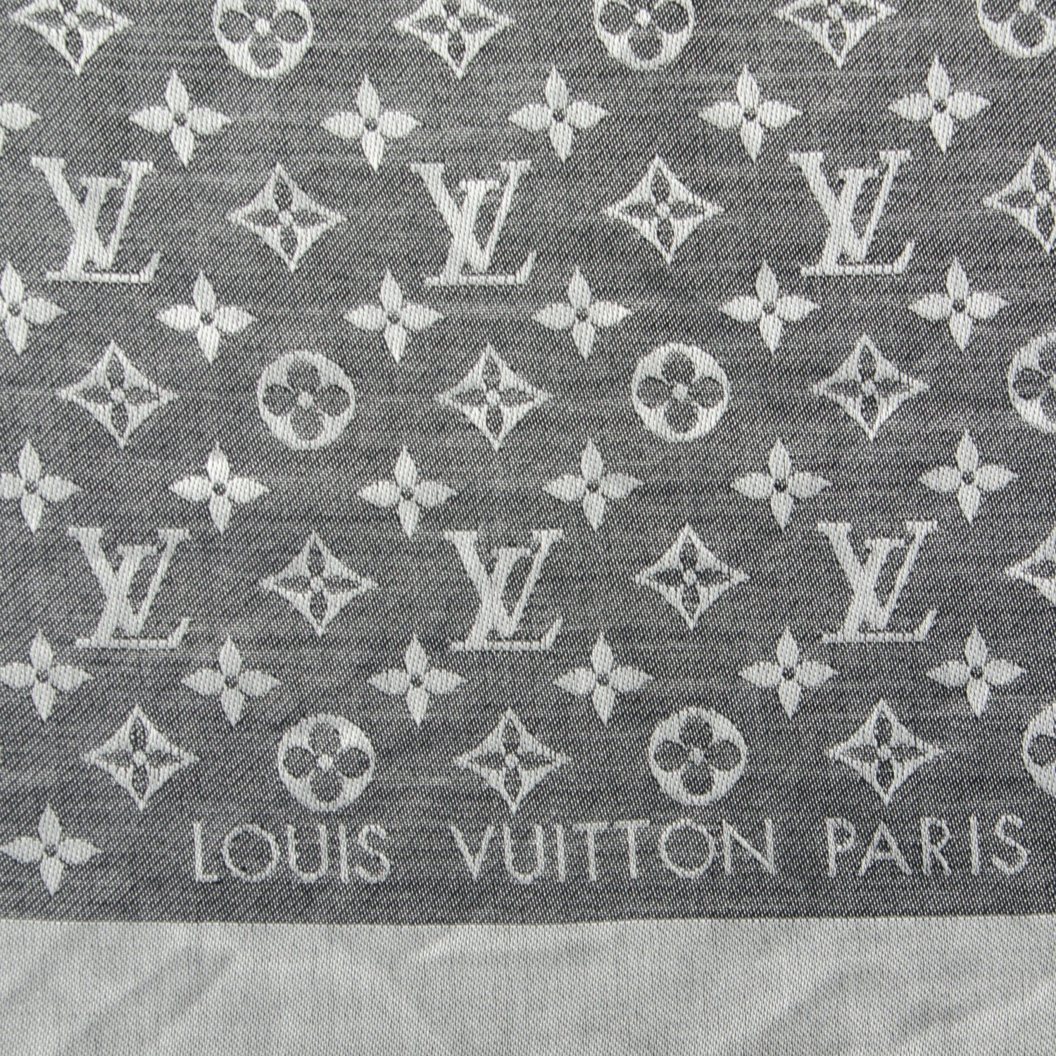 Louis Vuitton Silk Wool Monogram Denim Shawl Black 4 of 5