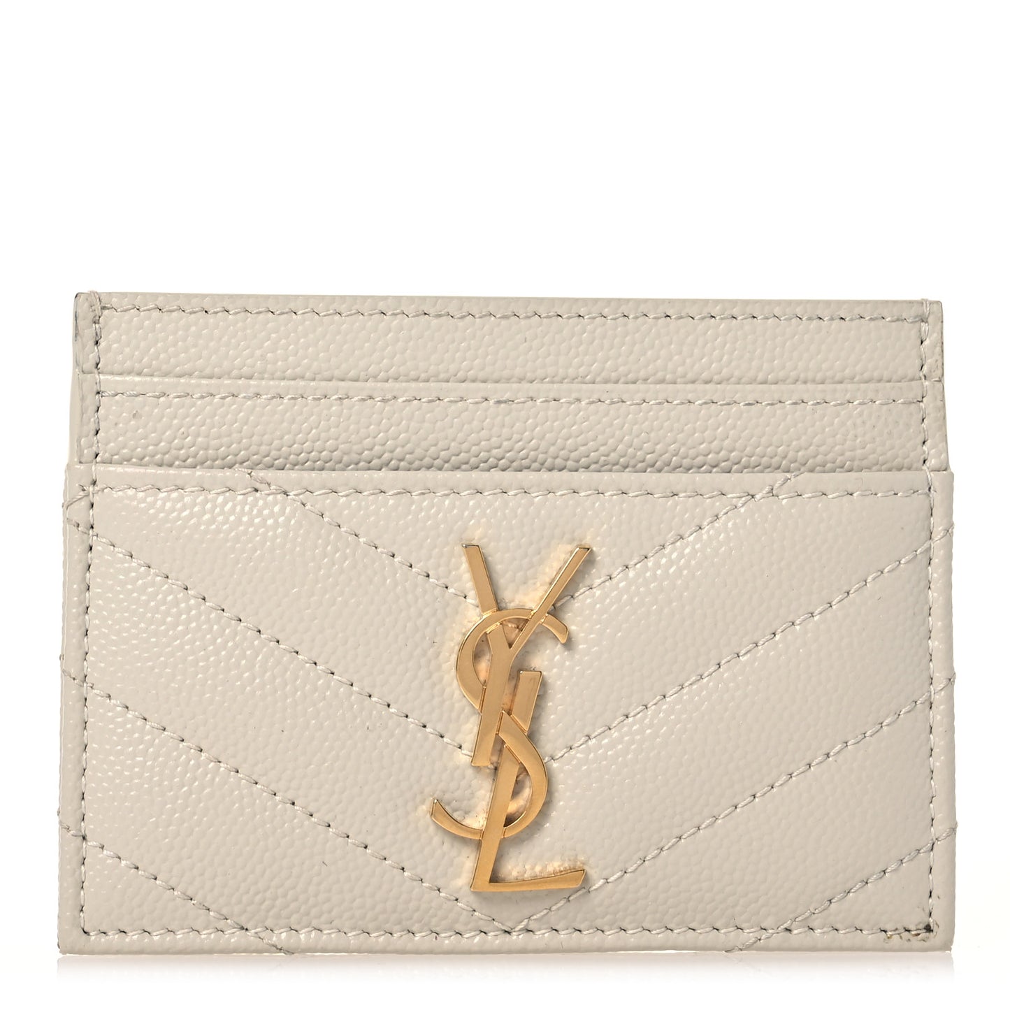 Grain De Poudre Matelasse Chevron Monogram Credit Card Case Crema Soft