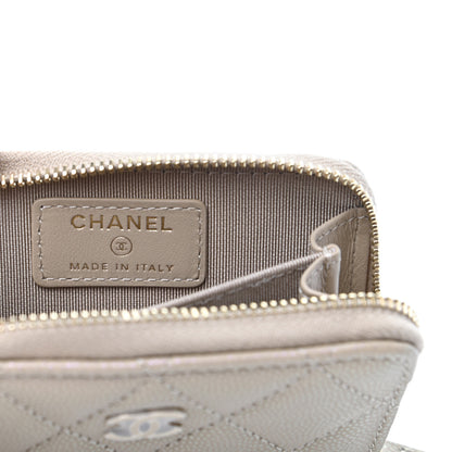 Chanel Iridescent Caviar Quilted Zip Around Coin Purse Beige 6 of 10