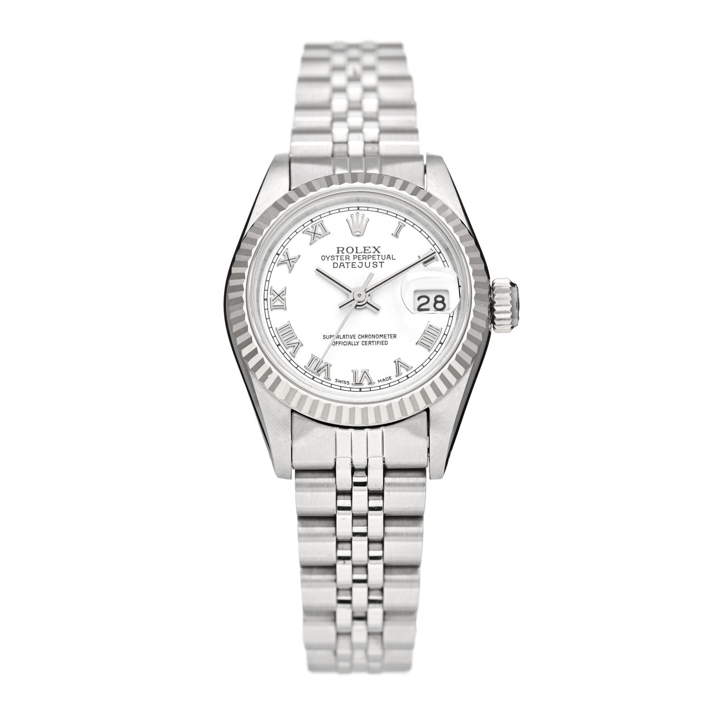 Stainless Steel 18K White Gold 26mm Oyster Perpetual Datejust Watch White Roman 69174
