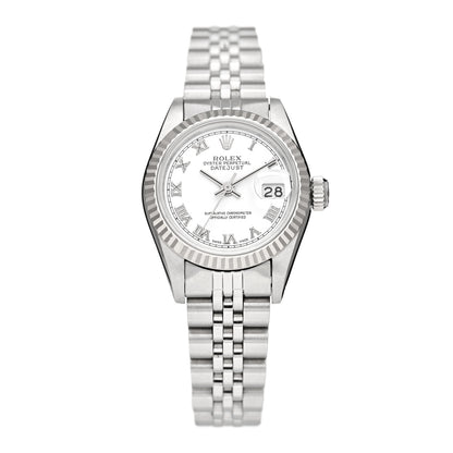Rolex Stainless Steel 18K White Gold 26mm Oyster Perpetual Datejust Watch White Roman 69174 1 of 4