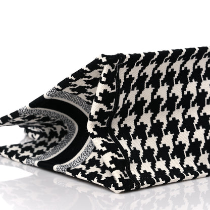 Christian Dior Canvas Macro Houndstooth Embroidered Medium Book Tote Black White 8 of 10
