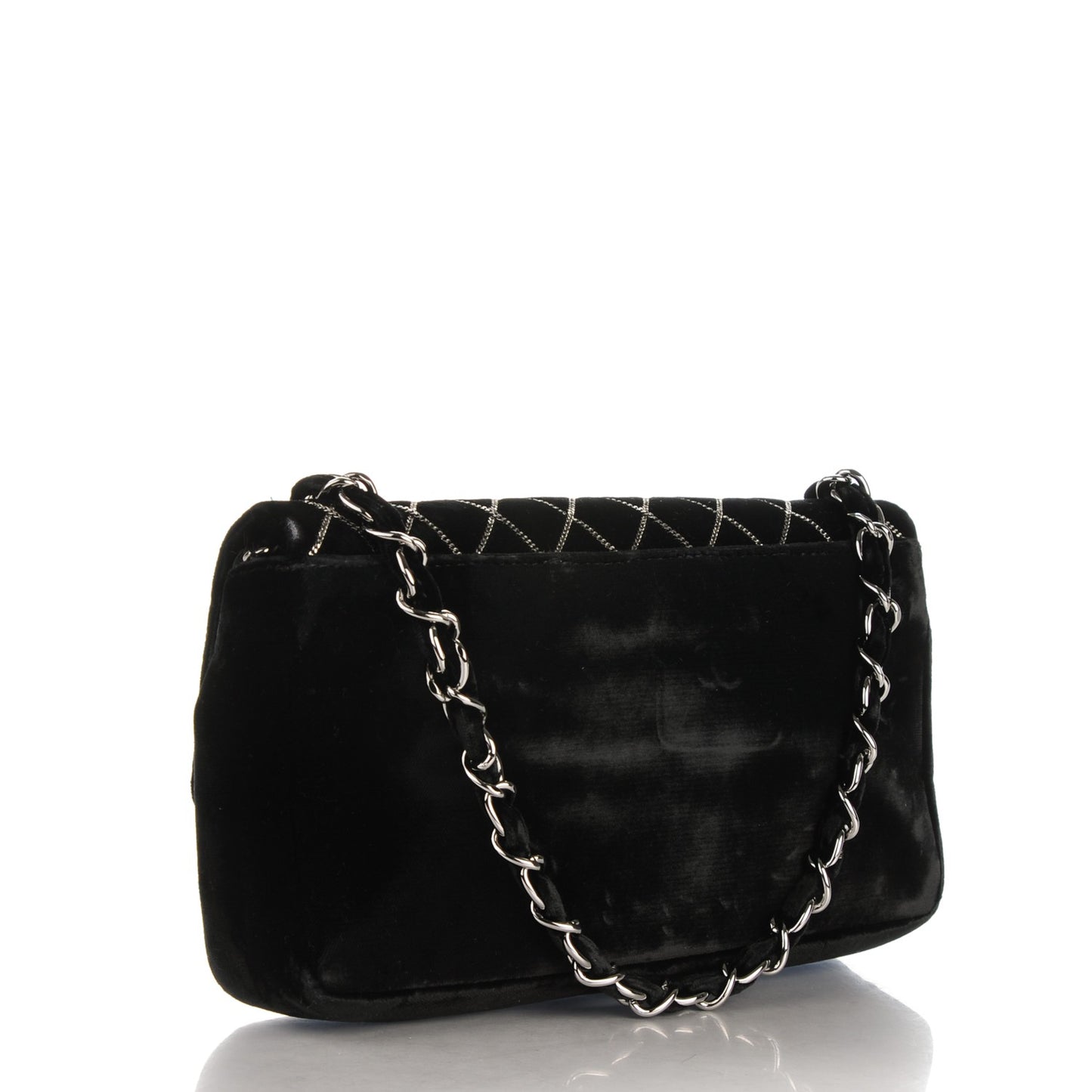 Velvet Chain Small Single Flap Black