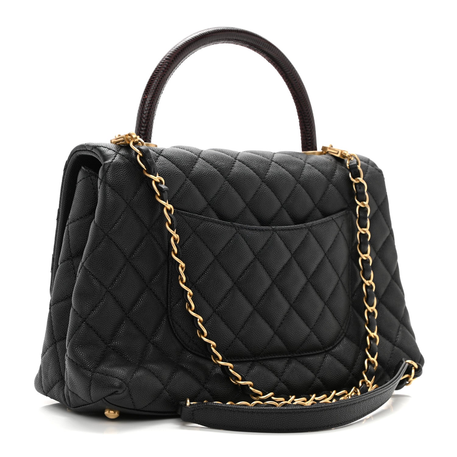 Chanel Caviar Lizard Embossed Quilted Small Coco Handle Flap Black 3 of 11
