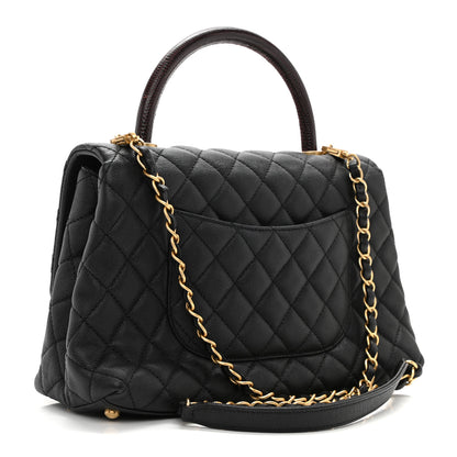 Chanel Caviar Lizard Embossed Quilted Small Coco Handle Flap Black 3 of 11