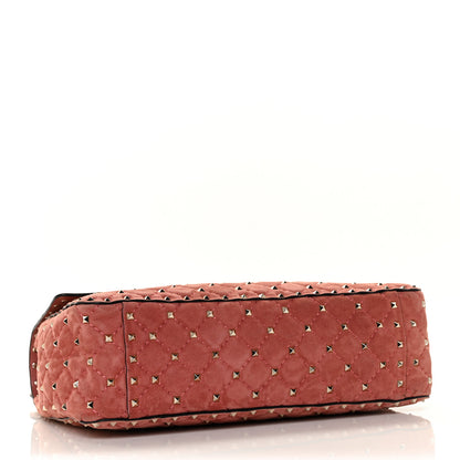 Valentino Garavani Suede Medium Rockstud Spike Shoulder Bag Antico Rosa 3 of 8