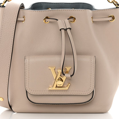 Louis Vuitton Calfskin Lockme Bucket MM Greige 7 of 11