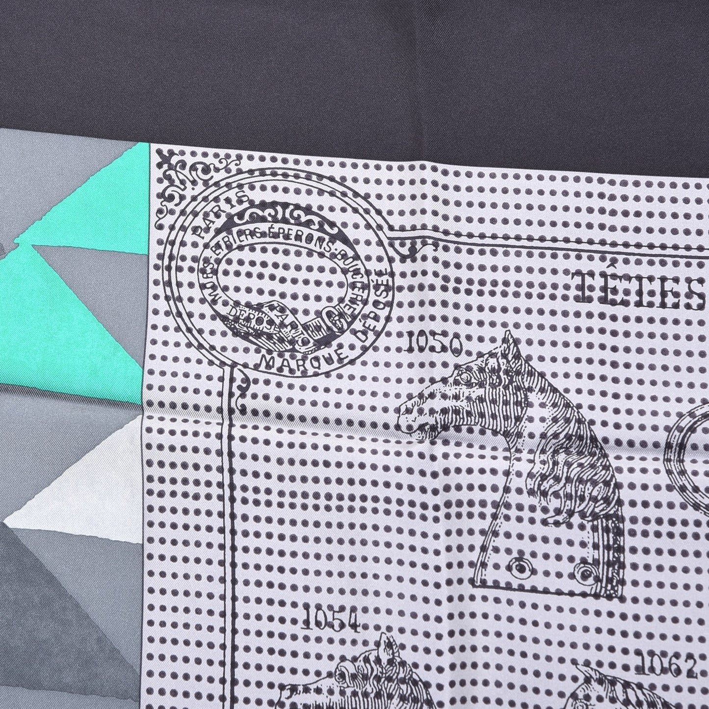 Silk Manufacture de Boucleries Scarf 90 Gris Noir Menthol
