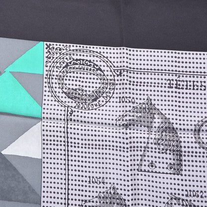 Hermes Silk Manufacture de Boucleries Scarf 90 Gris Noir Menthol 5 of 8