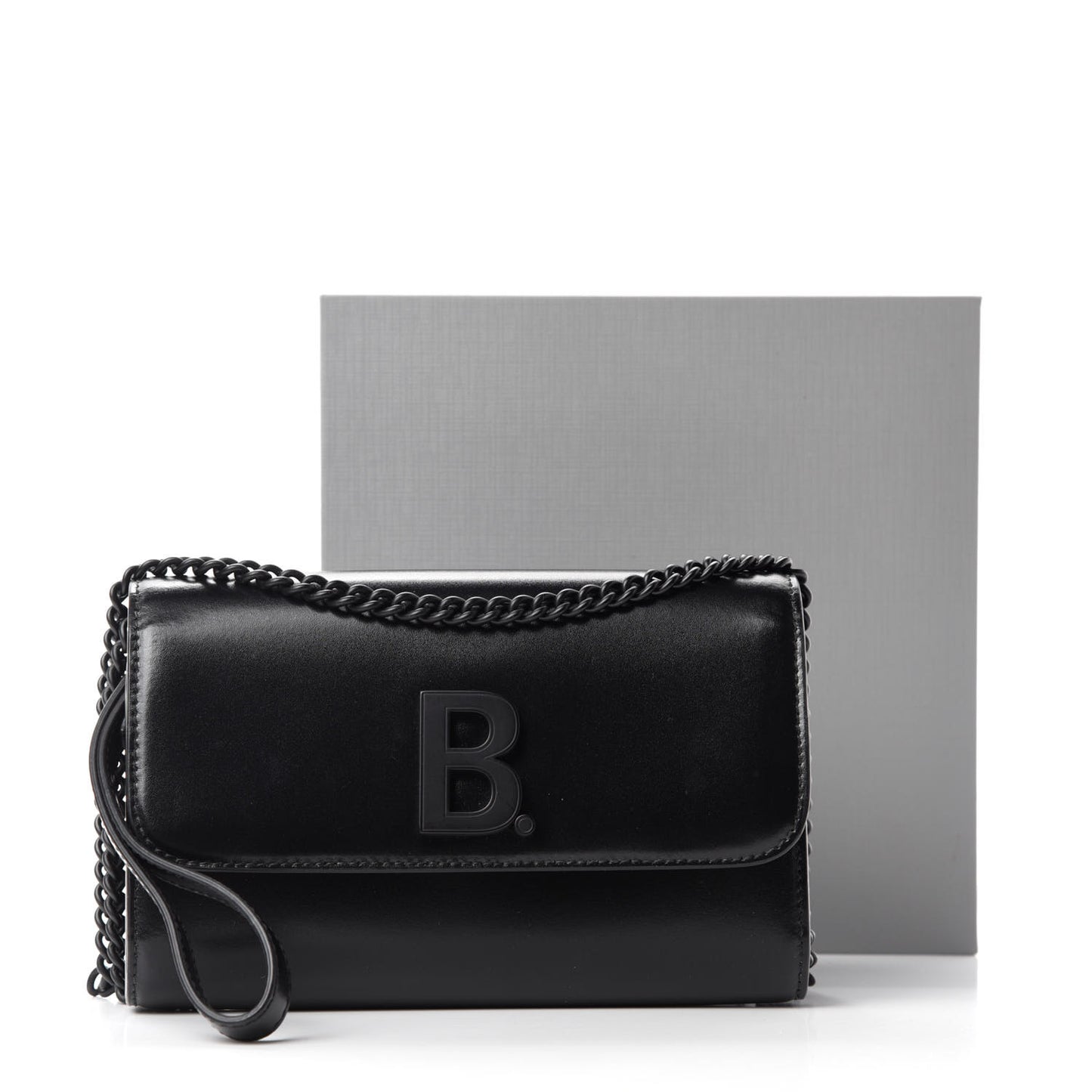 Smooth Calfskin B Continental Chain Bag Black