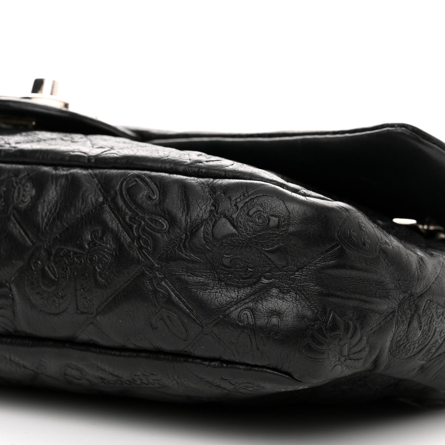 Calfskin Embossed Medium Lucky Symbols Flap Black