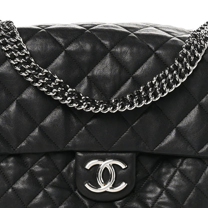 Chanel Washed Lambskin Quilted Maxi Chain Around Flap Black 8 of 10
