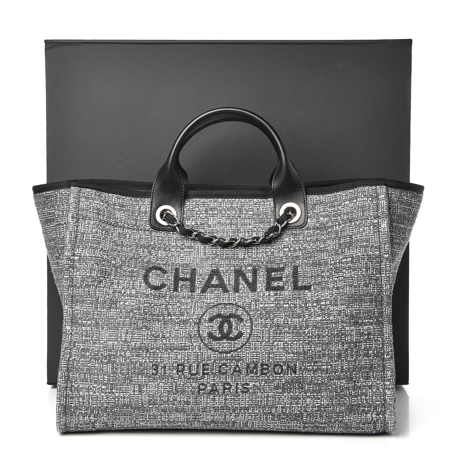 Chanel Canvas Large Deauville Tote Charcoal 16 of 16